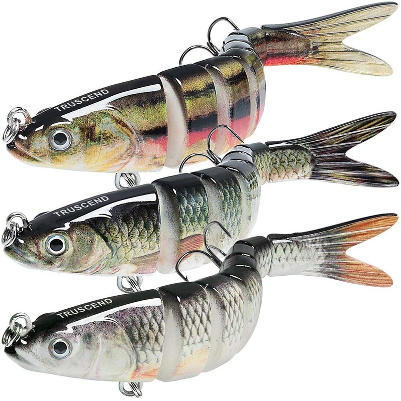 TRUSCEND Swimmax Fishing Lures for Bass Trout, Multi Jointed Swimbaits Slow Sinking Bionic Swimming Lures Bass Freshwater Saltwater, Lifelike Fishing Lures Kit Gifts for Family Fishing 5.4/0.9oz(WM)