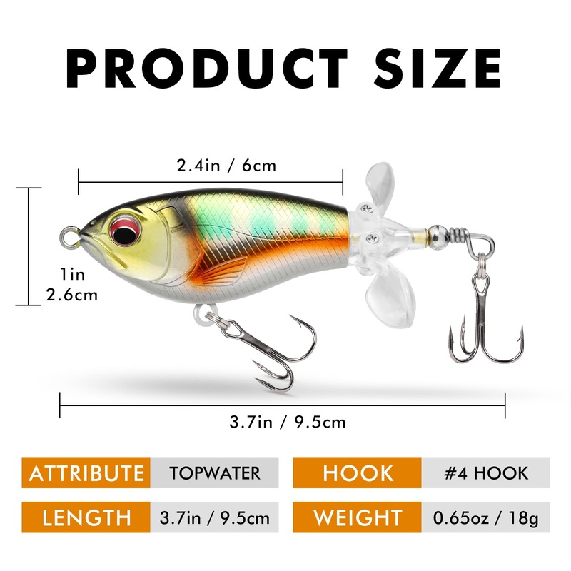 TRUSCEND PoPobait Topwater Fishing Lures, 3 Packs Whopper Plopper Lures with BKK Hooks for Freshwater Saltwater, Fishing Wobble Surface Bass Bait Teasers Fishing Gifts for Men Dad 3.5 0.4oz(WM)