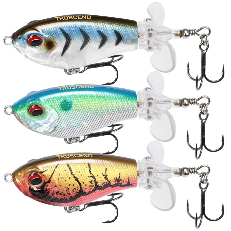 TRUSCEND PoPobait Topwater Fishing Lures, 3 Packs Whopper Plopper Lures with BKK Hooks for Freshwater Saltwater, Fishing Wobble Surface Bass Bait Teasers Fishing Gifts for Men Dad 2.8 0.2ozWM)