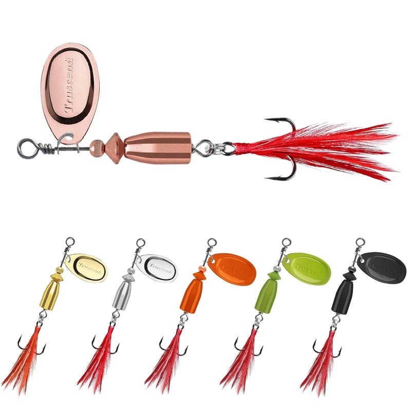 TRUSCEND Rooster Tail Spinnerbait Fishing Lures, Fishing Spinners with Two-Way Spinning Spoons System for Jigging, Freshwater Saltwater Crappie Jigs, Blade Bait for Bass Trout Walleye 2.5in/0.2oz(WM)