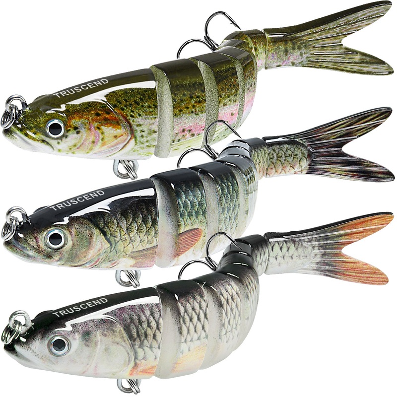 TRUSCEND Swimmax Fishing Lures for Bass Trout, Multi Jointed Swimbaits Slow Sinking Bionic Swimming Lures Bass Freshwater Saltwater, Lifelike Fishing Lures Kit Gifts for Family Fishing 5.5in/0.7oz(WM)