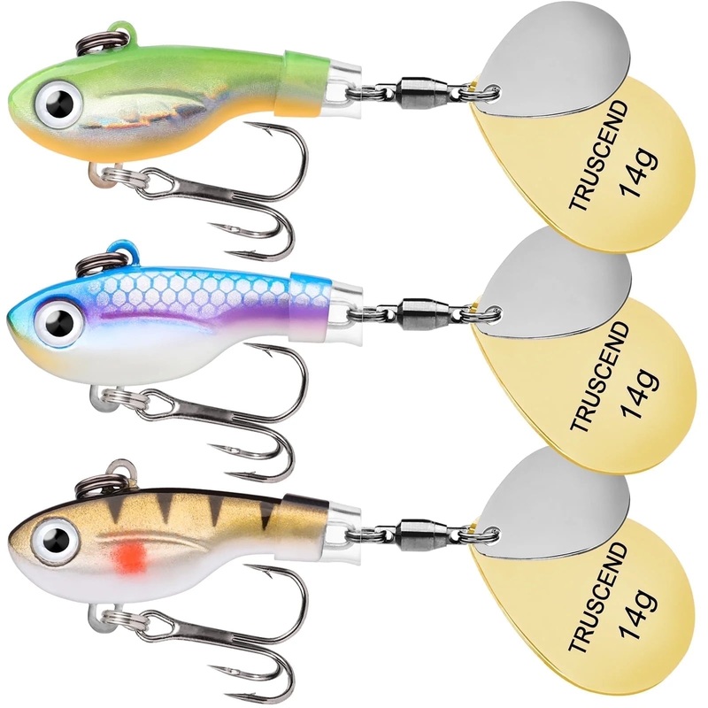 TRUSCEND Tail Spinnerbait Fishing Lures, Bass Jigs Fishing Spoons with Rotating Swimbaits for Bass Pike Walleye Trout, Freshwater Saltwater Fishing Baits Fishing Gear Gifts for Men Dad 2.6 0.5oz(WM)