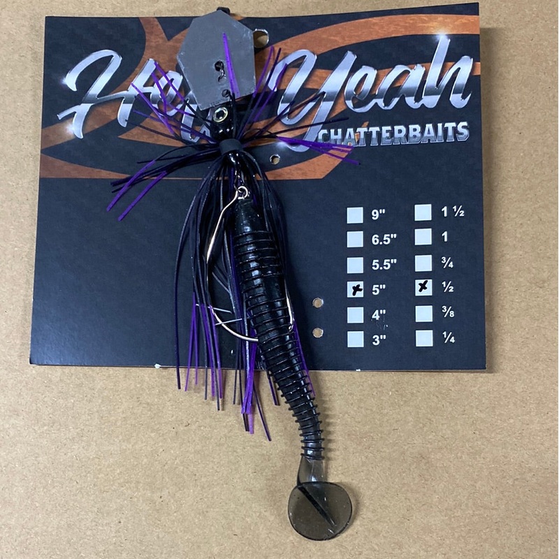HELL YEAH CHATTERBAITS – 5|Purple black 1/2|Purple chartreuse 3/4|Red black brown 1/2|Purple black chartreuse 1/2|Black pink silver 1/2|Black pink 1/2|Red black 3/4|Black gold green 3/4|Black purple silver 3/4|Purple green 3/4|Black purple 3/4