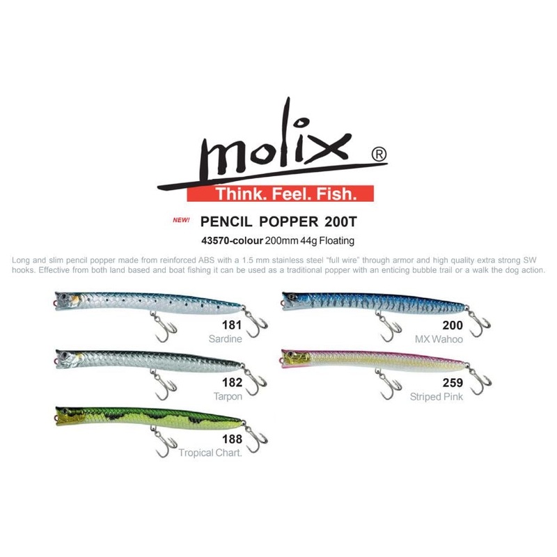 Molix Pencil Popper 200T|Tarpon|Sardine|MX Wahoo|Striped Pink