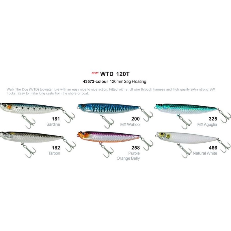 Molix WTD stick bait 120T|Natural White|Sardine|Tarpon|Purple Orange Belly