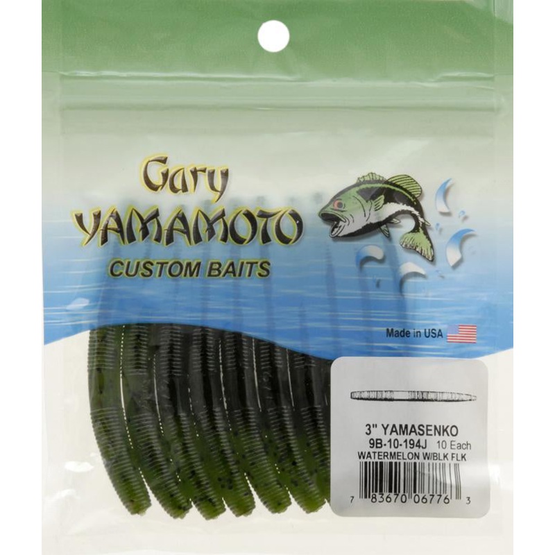 Yamamoto Baits 3 Senko|Watermelon (Black Flake)|Pumpkin (Black/Green Flakes)|Watermelon (No Flake)|Chartreuse (Large Green/Chart Flake)|Green Pumpkin (Black Flake)