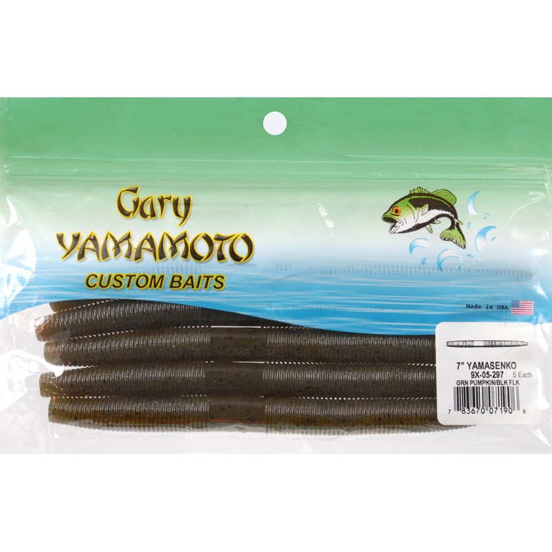 Yamamoto Baits 7 Senko|Green Pumpkin (Black Flake)|Watermelon (Black/Red Flakes)|Black (Blue Flake)