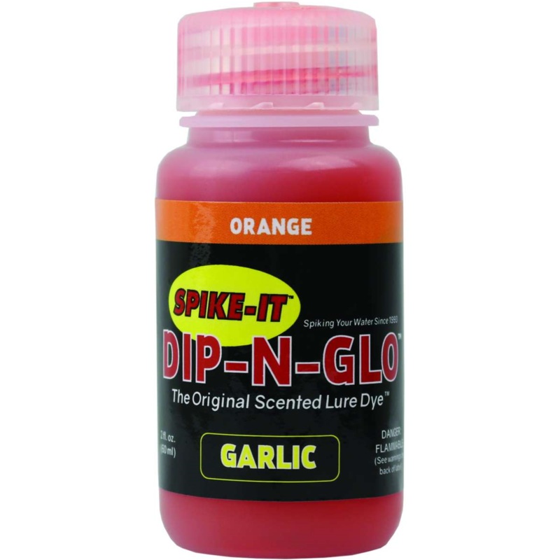 Spike It Dip-N-Glo Dip|2 oz Garlic|2 oz Garlic Salt|2 oz Crawfish|2 oz Crawlic|2 oz Unscented|Chartreuse|Lime|Blue|Orange|Watermelon|Pink|Grape|Fire Red|Pumpkinseed|Junebug|Clear|Green Pumpkin