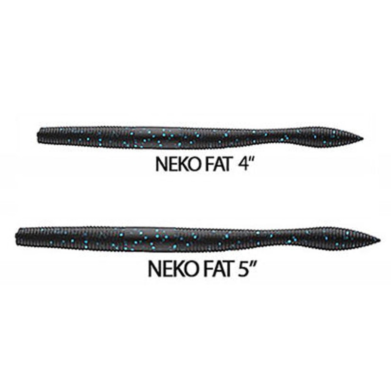 Yamamoto Baits Neko Fat Worm|5″|Black w/ Blue Flake|Blue Pearl W/ Silver Flake|Non Fading Watermelon