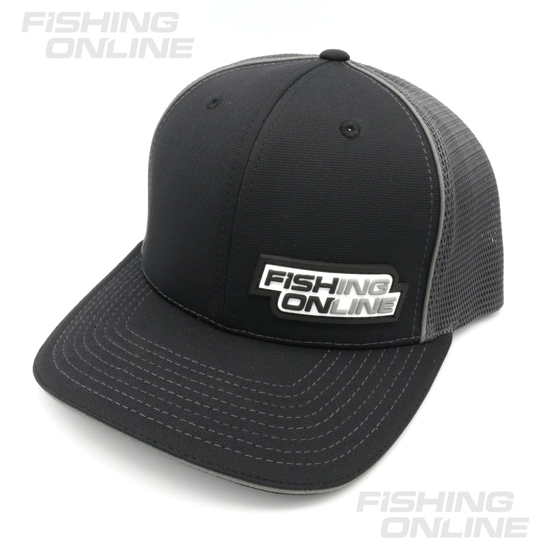 Fishing Online Flexfit Hat|S/M|L/XL|Charcoal/Black|Black