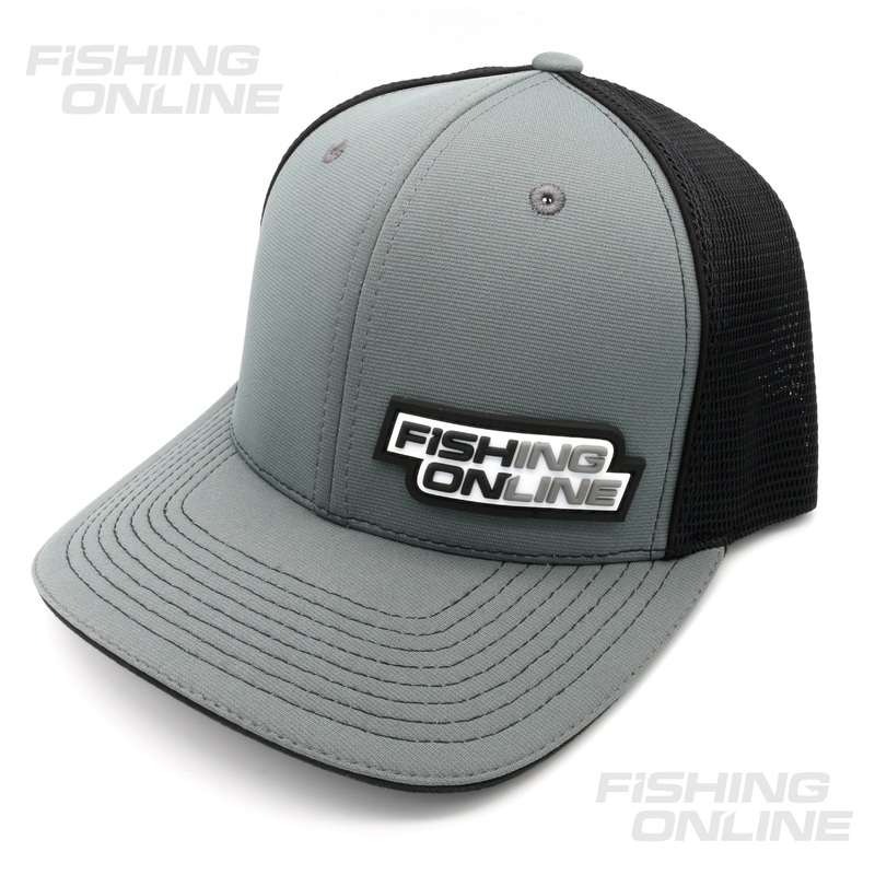Fishing Online Flexfit Hat|S/M|L/XL|Charcoal/Black|Black