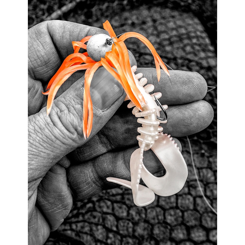 Zipper 4 Spider Grub|Chartreuse Sparkle w/ White Tail|Green Pumpkin|Green Pumpkin Seed Yellow Tail|Gourd Green|Pearl Sparkle|Pearl Orange Tail|Smoke Gold Flake|Smoke Hologram|Smoke w/red green flk/chartreuse pump. tail|Smoke Silver|Watermelon Purple|Water