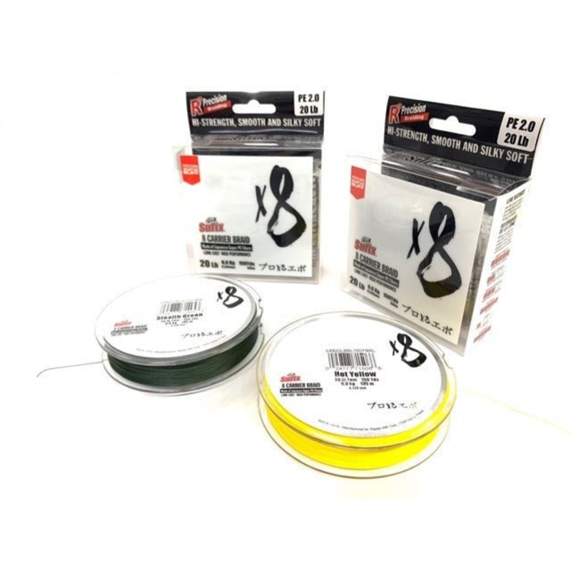 Sufix X8 Carrier Braided Fishing Line | 270Mt / 300Yd | Hot Yellow | Neck Gator Free |
