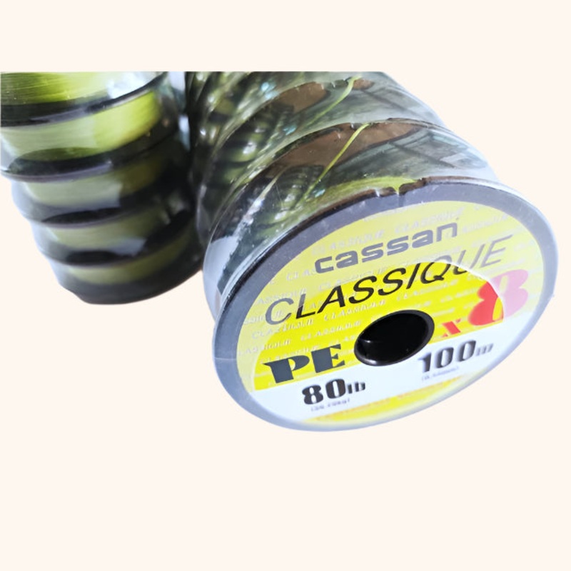 Cassan Classique PE X8 Braided Fishing Line | 100Mt / 110Yd | Green | 10 Connected Spools |