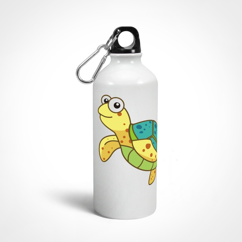 Anglers Hydration Water Bottle | Sea Creatures Toon Series | Happy Sea Turtle | 600 Ml & 750 Ml