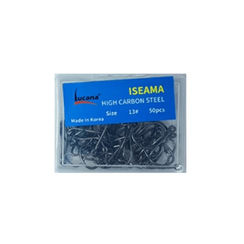 Lucana Iseama Ringed Eye Carbon Steel Single Hooks | 50 Pcs Per Box |