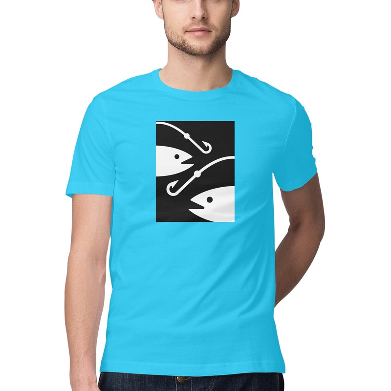 Men’s Angling T-Shirt’s | 2 Fish 2 Hooks | Round Neck | Short Sleeves |