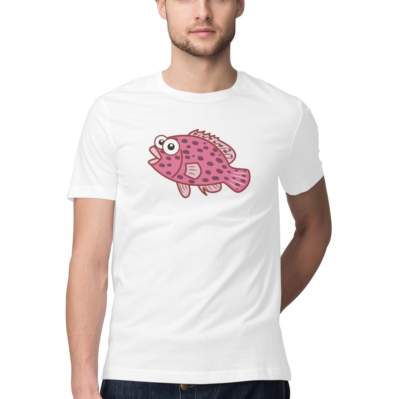 Men’s Angling T-Shirt’s | Sea Creatures Toon Series | Happy Grouper| Round Neck | Short Sleeves |