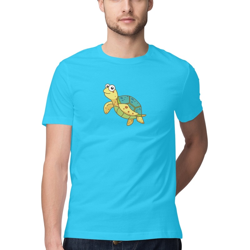 Men’s Angling T-Shirt’s | Sea Creatures Toon Series | Happy Sea Turtle | Round Neck | Short Sleeves |