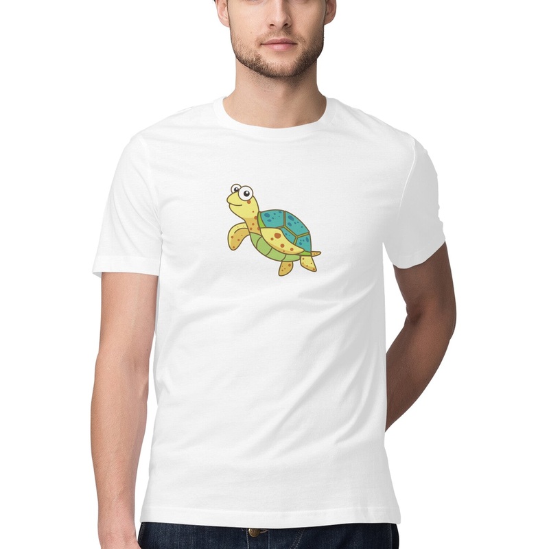 Men’s Angling T-Shirt’s | Sea Creatures Toon Series | Happy Sea Turtle | Round Neck | Short Sleeves |