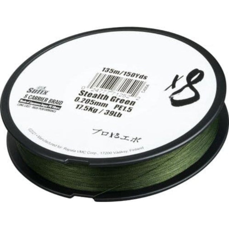 Sufix X8 Carrier Braided Fishing Line | 100Mt / 110Yd | Stealth Green | 6 Connected Spools |