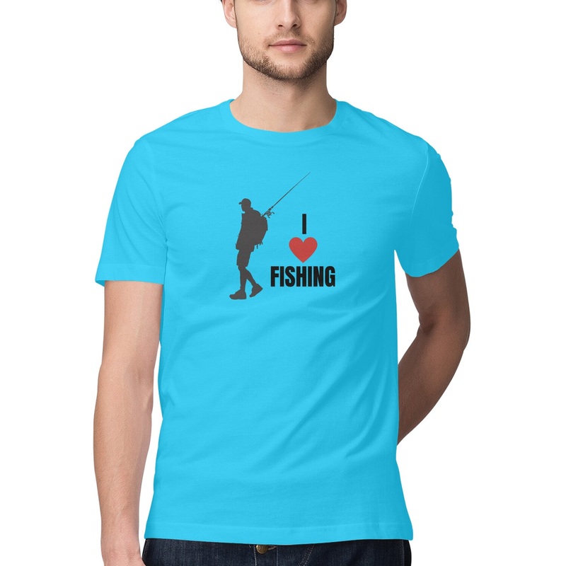 Men’s Angling T-Shirts |I Love Fishing| Round Neck | Short Sleeves |