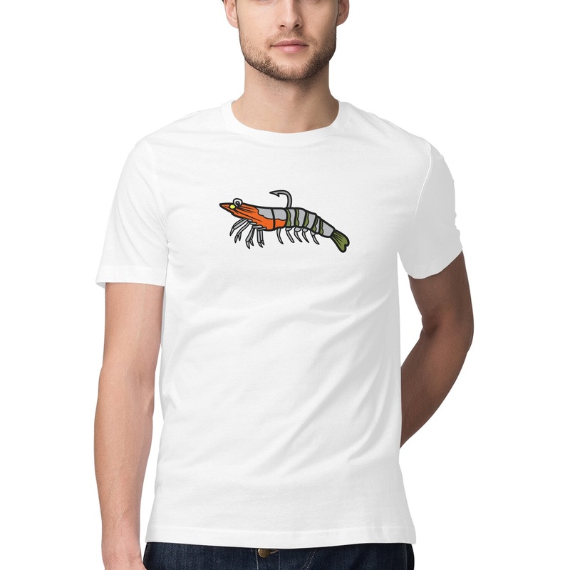 Men’s Angling T-Shirts | Prawn Lure Colourful Shrimp| Round Neck | Short Sleeves |