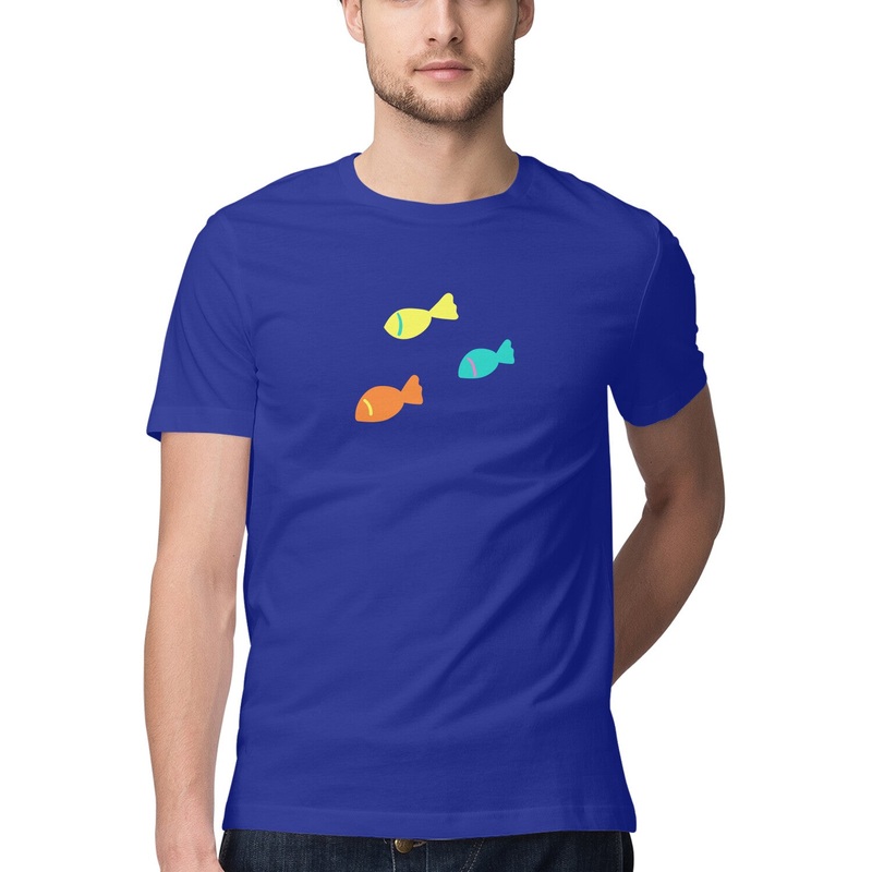 Men’s Angling T-Shirts | Sea Creatures Toon Series | 3 Little Bait Fish | Round Neck | Short Sleeves |