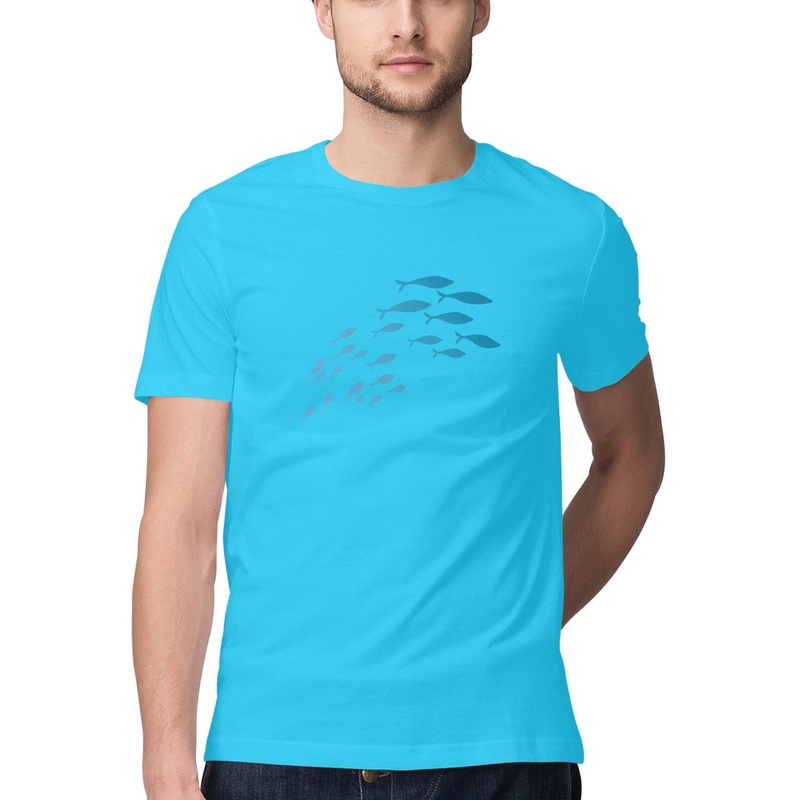 Men’s Angling T-Shirts | Sea Creatures Toon Series | School Of Sardines | Round Neck | Short Sleeves