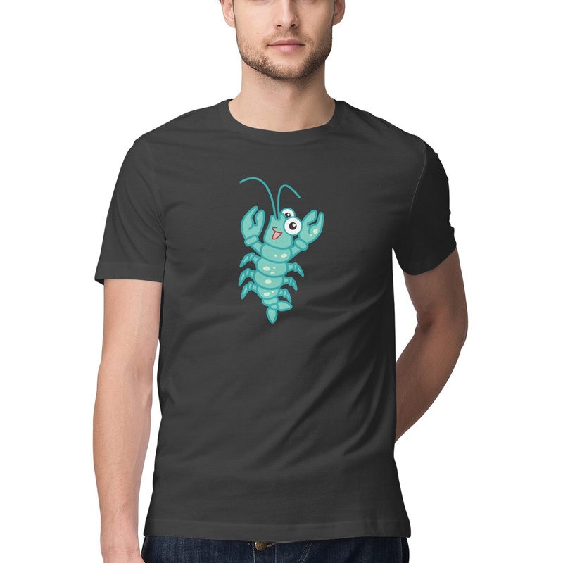 Men’s Angling T-Shirt’s | Sea Creatures Toon Series| Happy Shrimp | Round Neck |Short Sleeves |