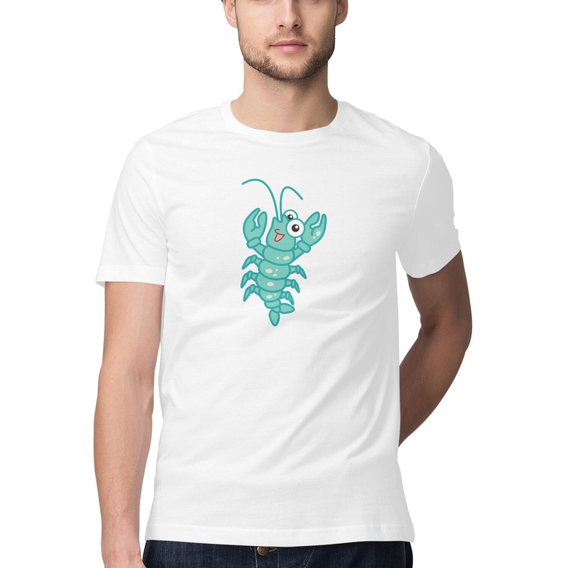 Men’s Angling T-Shirt’s | Sea Creatures Toon Series| Happy Shrimp | Round Neck |Short Sleeves |