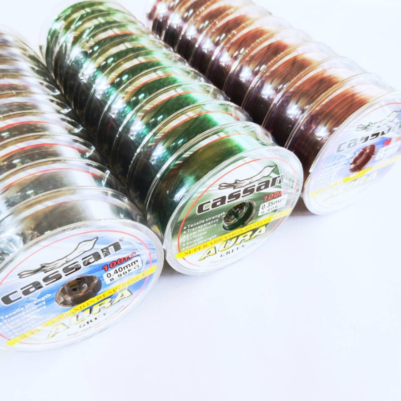 Cassan Aura Monofilament Line | 100Mt / 110Yd | Green | Grey | Multicolour | 10 Connected Spool |