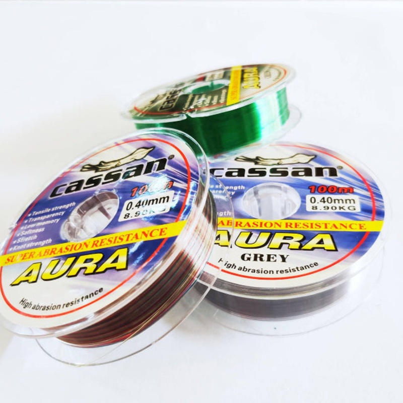 Cassan Aura Monofilament Line | 100Mt / 110Yd | Green | Grey | Multicolour | 10 Connected Spool |