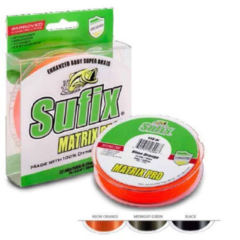 Sufix Matrix Pro High Performance Braided Line | 100Mt / 110Yd | Neon Orange| 6 Connected Spools |