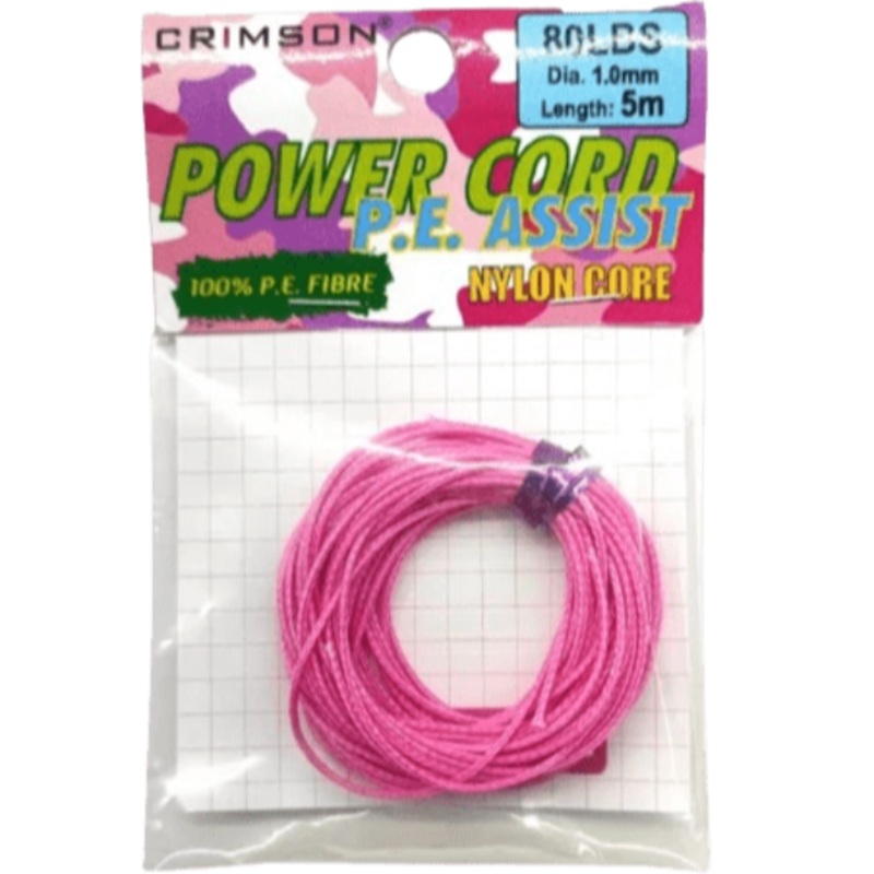 Crimson Power Cord PE Assist Line For Jigging Hooks | 4Mt / 4.4Yd | 5Mt / 5.4Yd | Pink |