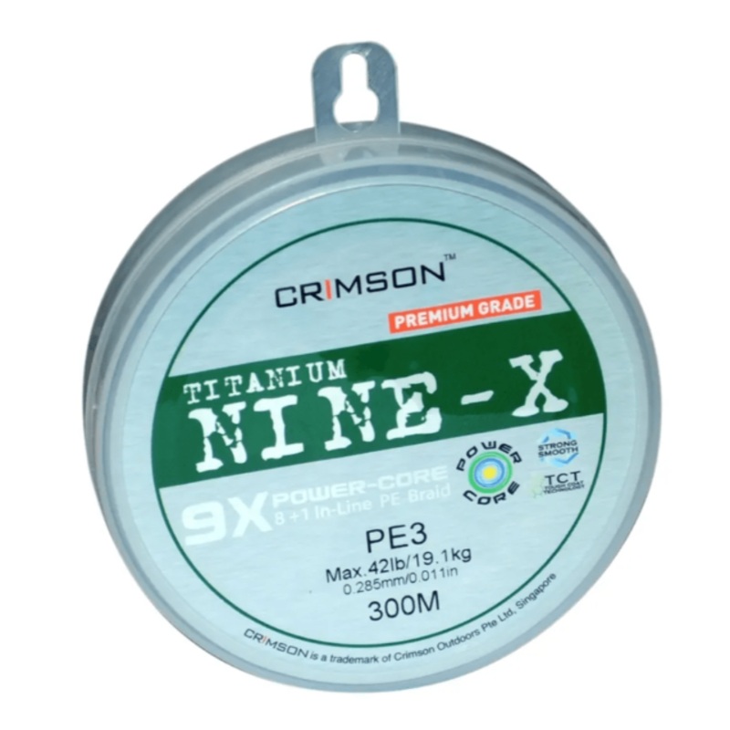 Crimson Titanium Nine X Braided Fishing Line | 300Mt / 328Yd | Dark Green |