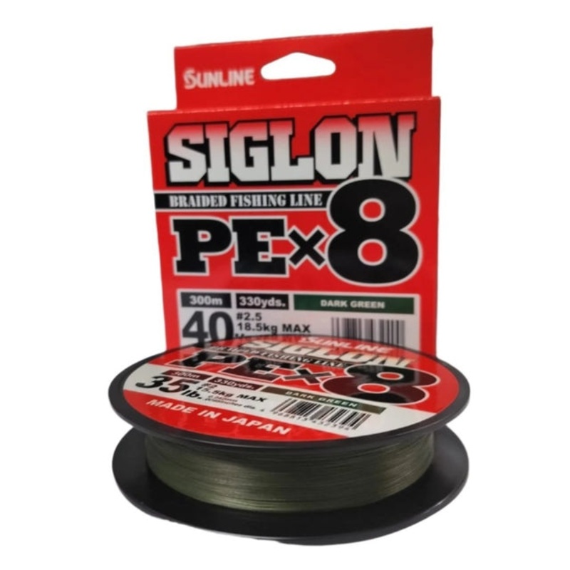 Sunline Siglon PE X8 Braided Fishing Line | 300Mt / 325Yd | Dark Green |