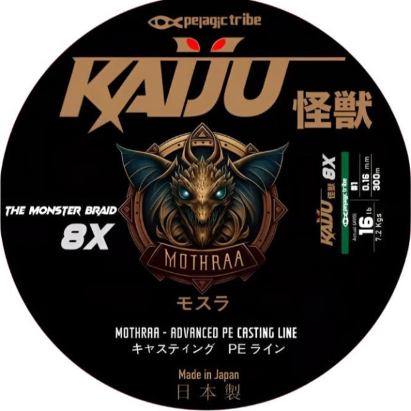 Kaiju Mothraa Advanced PE 8X Braided Fishing Line | Casting Line | 300Mt / 328Yd | Moss Green |