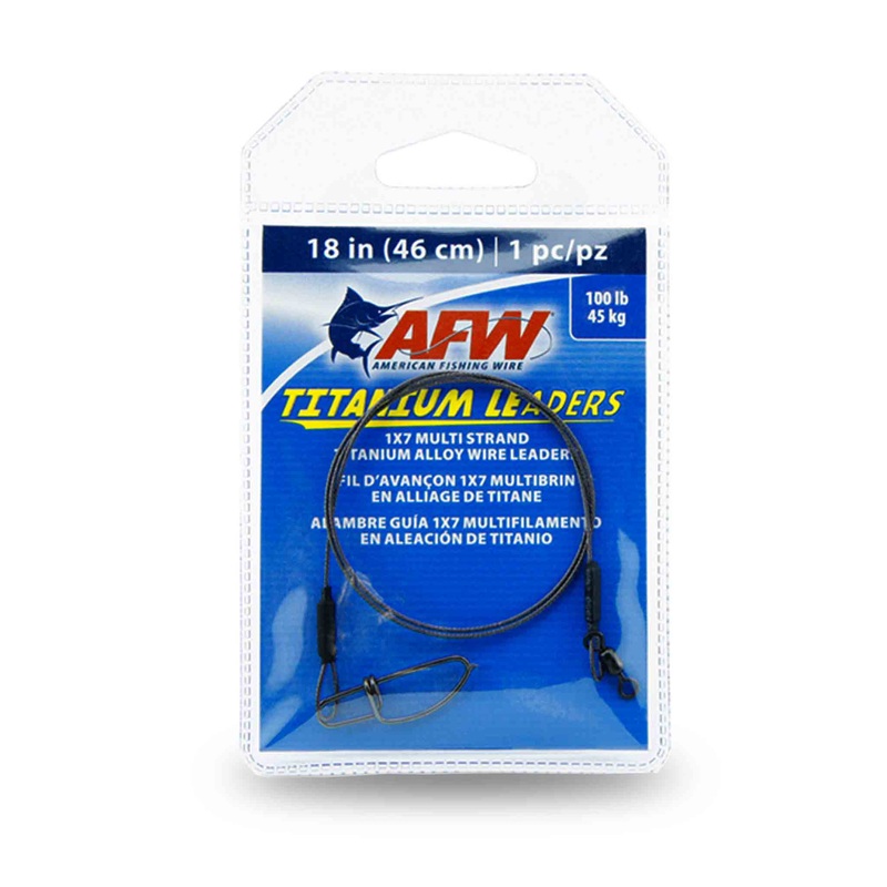 AFW Titanium 1×7 Leaders|12 in|18 in|75 lb|100 lb|50 lb