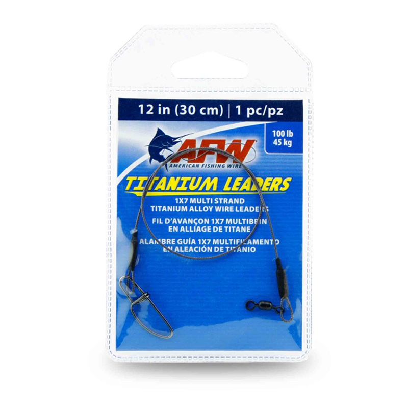 AFW Titanium 1×7 Leaders|12 in|18 in|75 lb|100 lb|50 lb