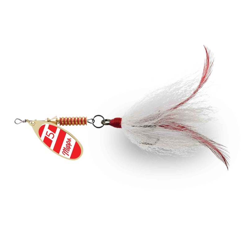 Mepps Musky Killer Bucktail|Red / White / White Tail|Fire Tiger / Chartreuse Tail|Gold / Yellow Tail|Silver
