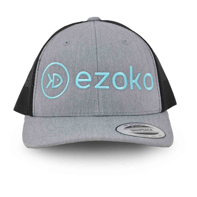 Ezoko Youth Retro Trucker Cap|Heather Grey/Black|Blue