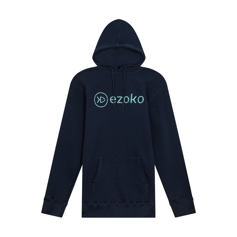 EZOKO Navy Hoodie Green Bathy Logo
