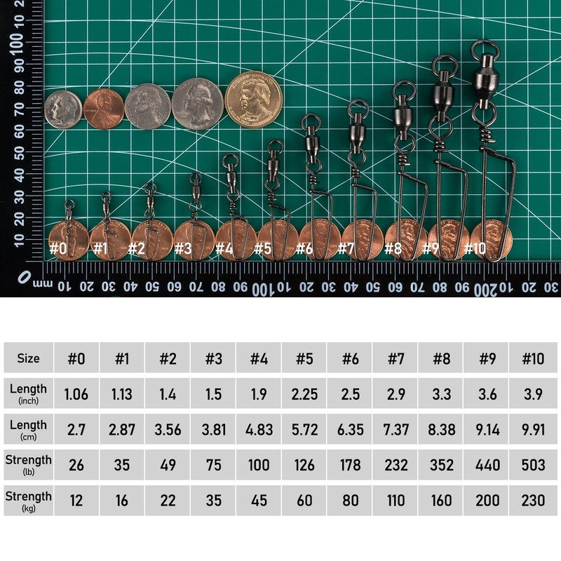 Dr.Fish 20pcs Ball Bearing Swivel with Coast Lock Snap 26-503lb