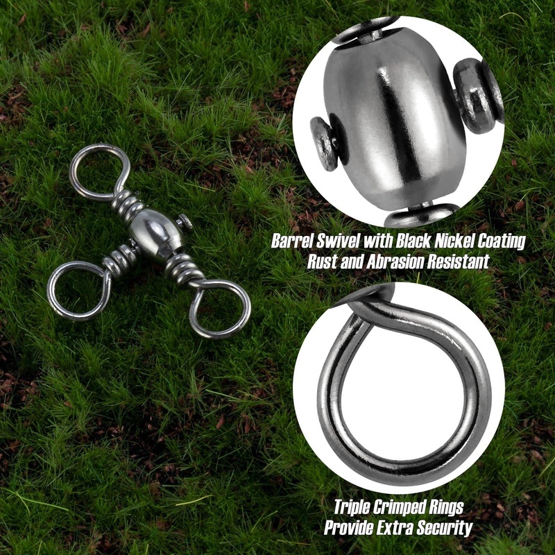 Dr.Fish 60pcs Three Way Barrel Swivels 35-175lb