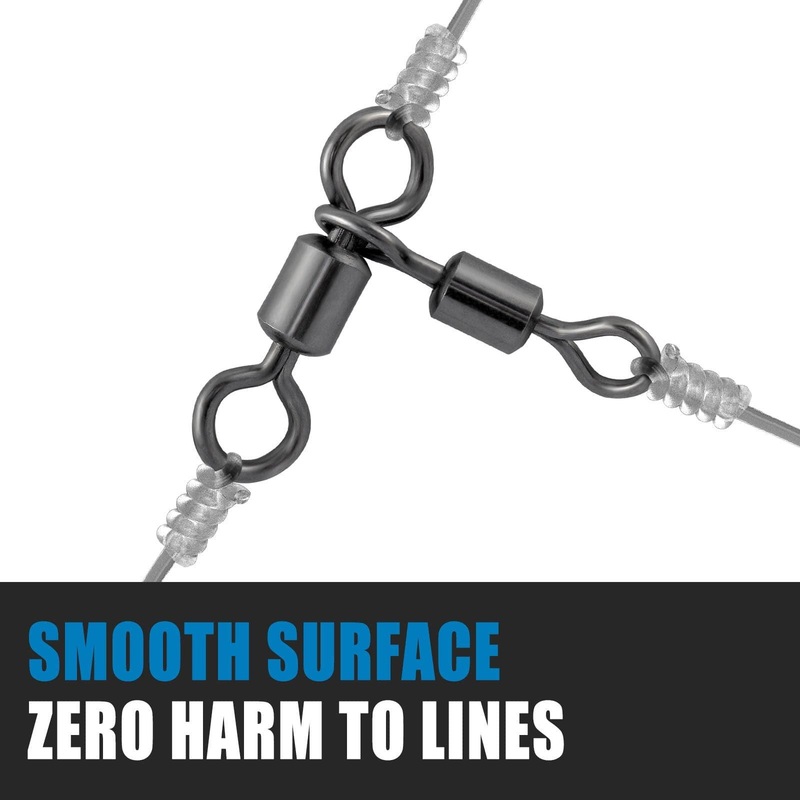 Dr.Fish 30pcs Black 3 Way Crane Swivels 6-282lb