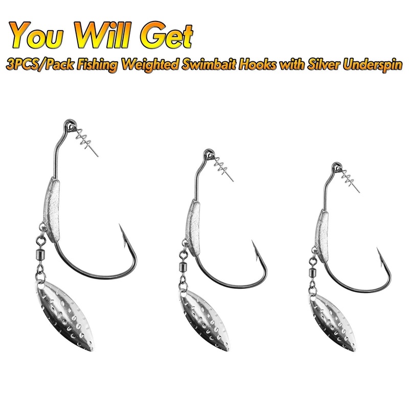 Dr.Fish 10pcs Underspin Weighted Swimbait Hooks