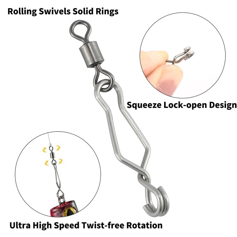 Dr.Fish 20pcs Speed Clip with Rolling Swivel 31-95lb