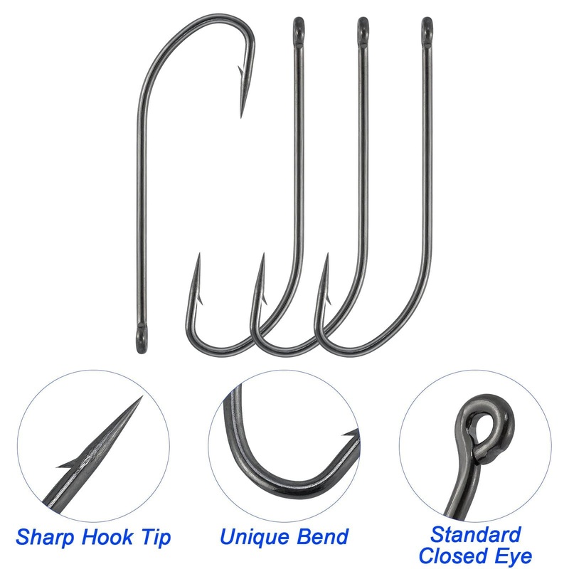 Dr.Fish 100pcs O’shaughnessy Hooks #10 to 10/0