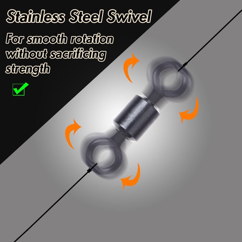 Dr.Fish 100pcs Small Rolling Swivels 30-80lb